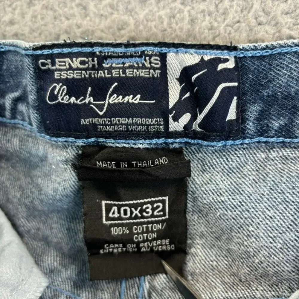 VTG Y2K Clench Jeans 40x32 Baggy Wide Leg Skateboard Hip Hop Raver Grunge Street - Picture 5 of 8